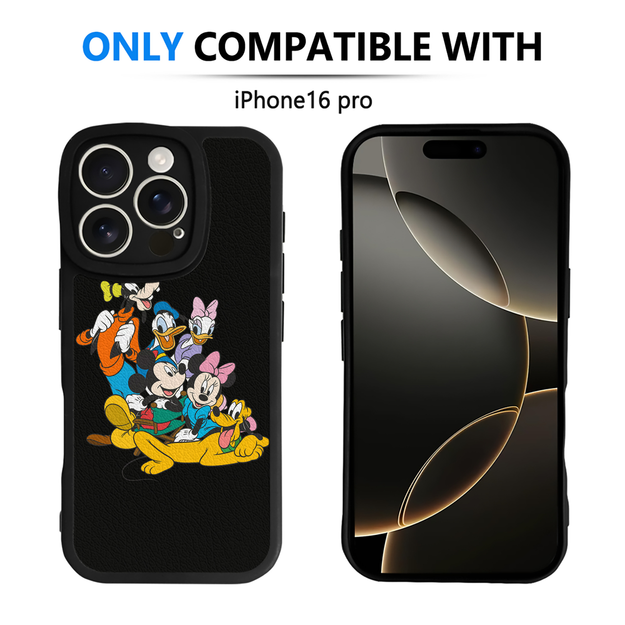 （画像用） ミッキーマウス Mickey Mouse 【iPhone 16シリーズ対応】シリコンスマホケース（レザー調） 材質：シリコン